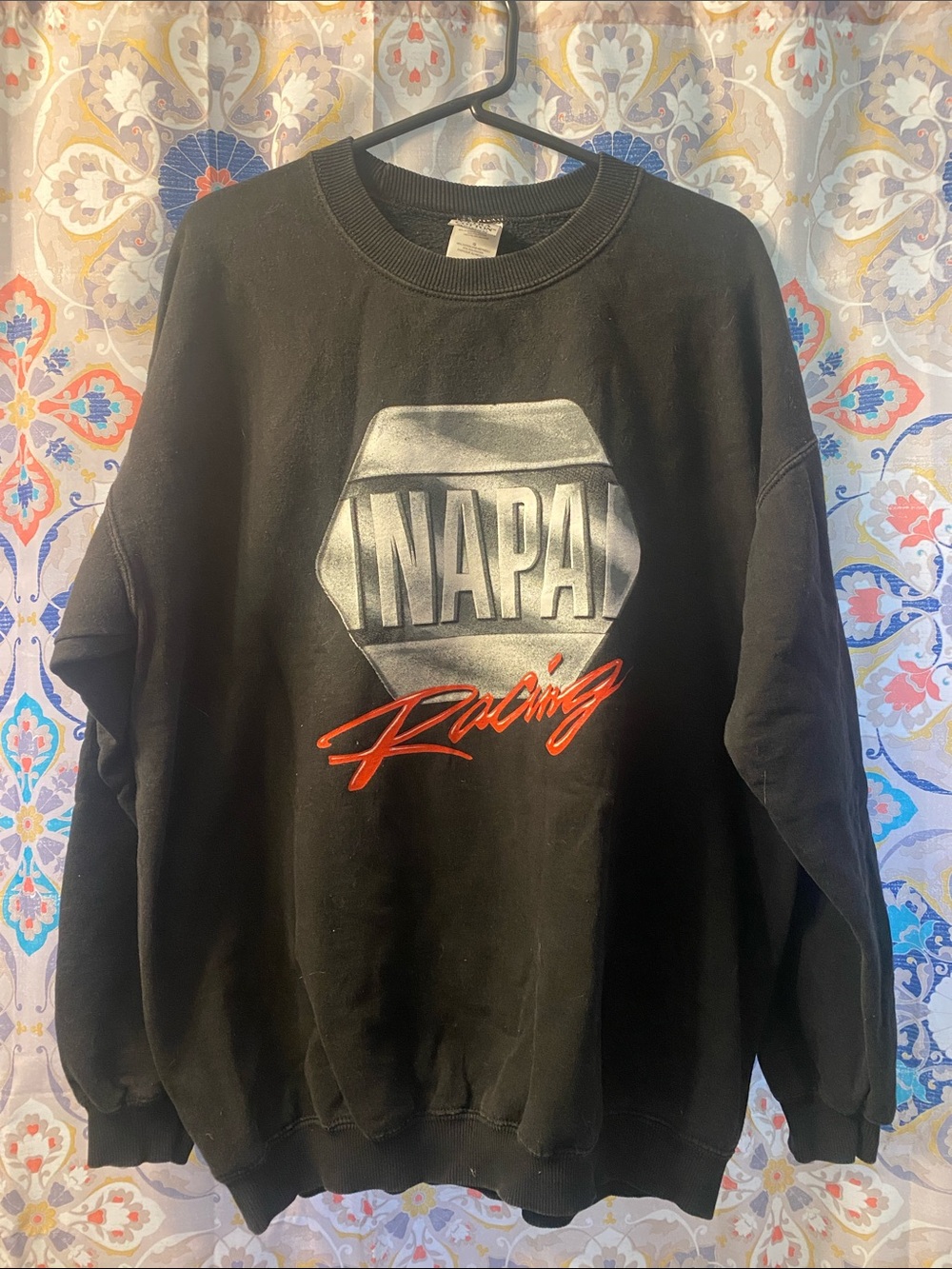 Gildan Black Crewneck Sweatshirt with Silver NAPA Shield and Red Racing Script
